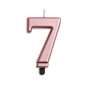 Cijfer kaars metallic Rosé Goud 7
