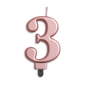 Cijfer kaars metallic Rosé Goud 3