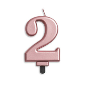 Cijfer kaars metallic Rosé Goud 2