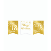 Vlaggetjesslinger - 18 jaar - wit en goud