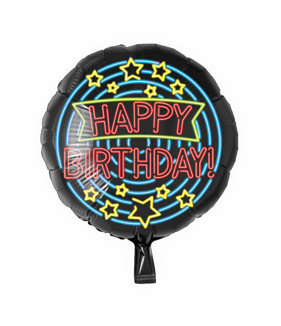 Folieballon Happy Birthday NEON 46cm leeg