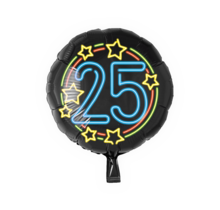 Folieballon 25 jaar NEON 46cm leeg