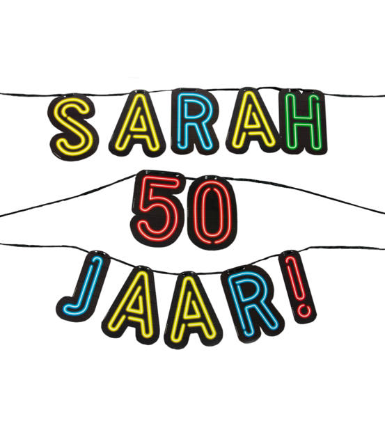 Neon letterslinger -  Sarah 50 jaar!