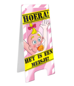 Warning Sign - Geboorte meisje roze
