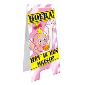 Warning Sign - Geboorte meisje roze