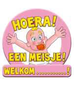 Deurbord - Huldeschild - Geboorte meisje roze Deurbord - Huldeschild - Geboorte meisje roze