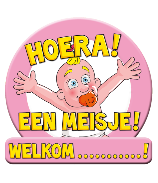 Deurbord - Huldeschild - Geboorte meisje roze Deurbord - Huldeschild - Geboorte meisje roze