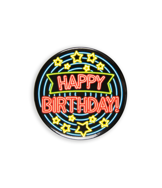 Neon button - Happy birthday
