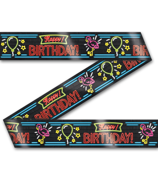 Afzetlint - Happy Birthday - Neon