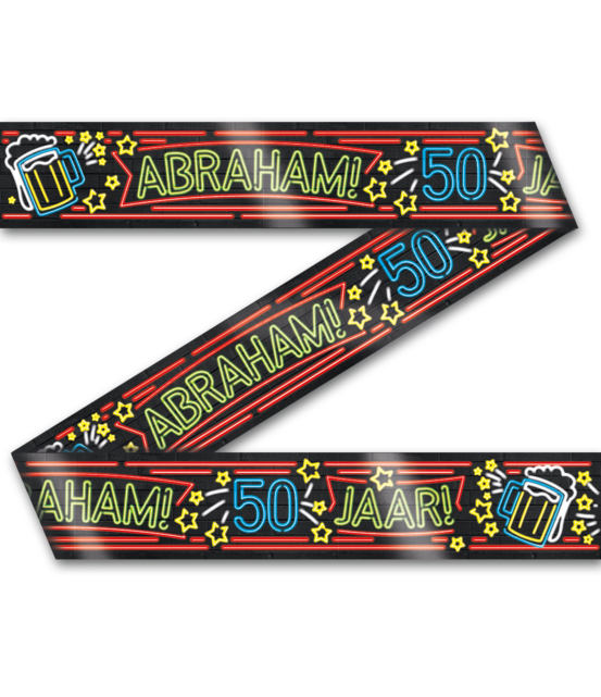 Afzetlint - Abraham 50 jaar - Neon Afzetlint - Abraham 50 jaar - Neon