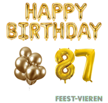 87 jaar Verjaardag Versiering Ballon Pakket Goud