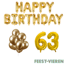 63 jaar Verjaardag Versiering Ballon Pakket Goud
