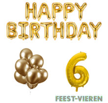 6 jaar Verjaardag Versiering Ballon Pakket Goud