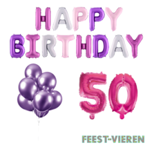 50 jaar Verjaardag Versiering Ballon Pakket Pastel & Roze