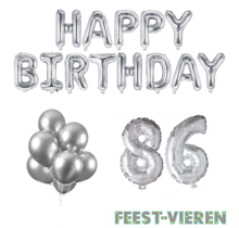 86 jaar Verjaardag Versiering Ballon Pakket zilver