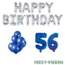 Feest-vieren 56 jaar Verjaardag Versiering Ballon Pakket Blauw & zilver