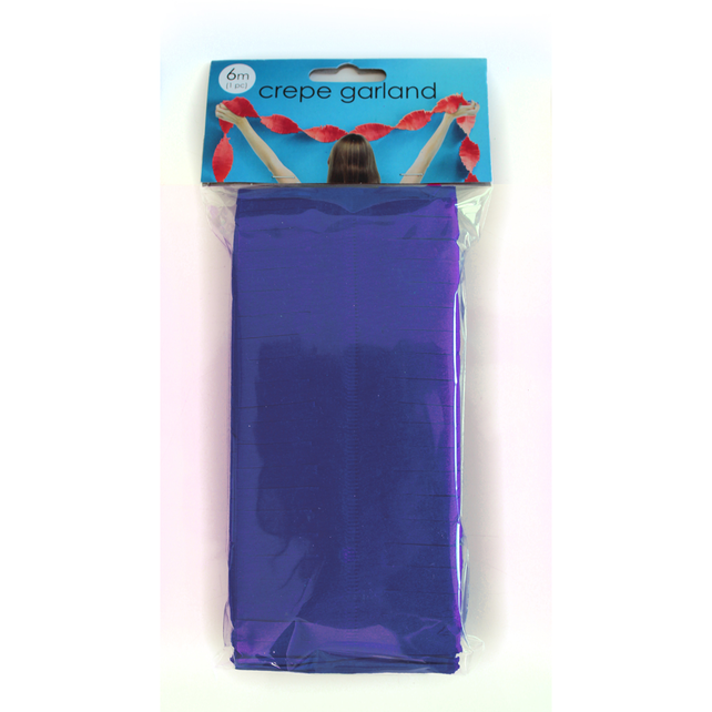 Blauwe Crêpe papier Slinger 6 meter