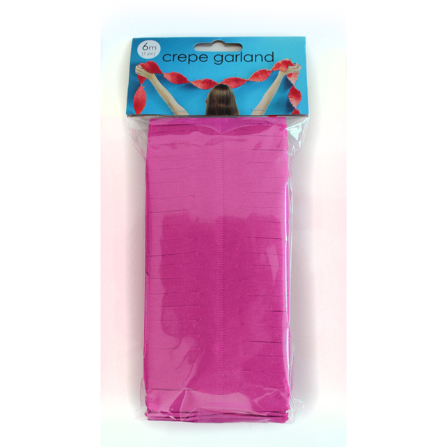 Roze Crêpe papier Slinger 6 meter