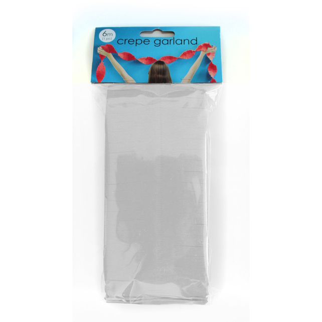 Witte Crêpe papier Slinger 6 meter