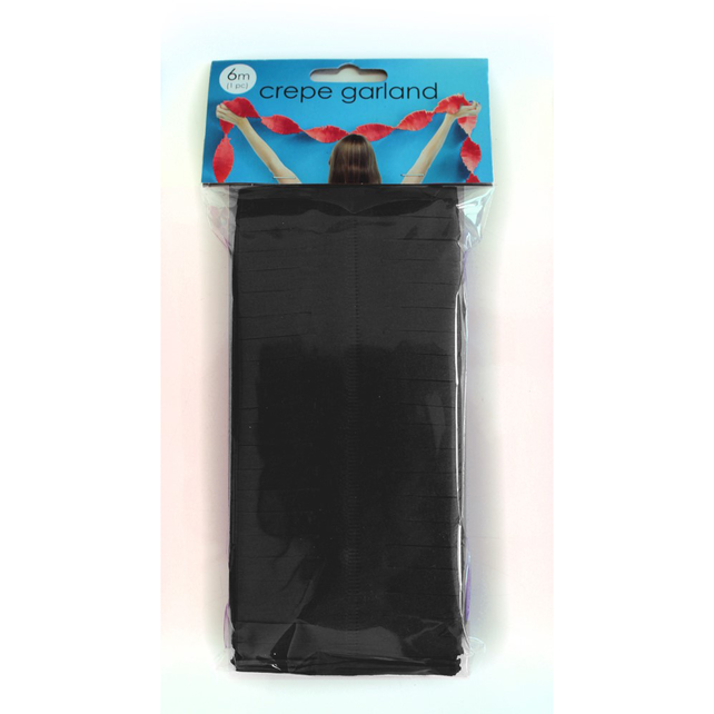 Zwarte crêpe slinger 6 meter Zwarte crêpe slinger 6 meter