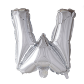 Letterballon W Zilver 41 cm