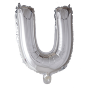 Letterballon U Zilver 41 cm
