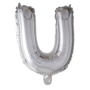 Letterballon U Zilver 41 cm