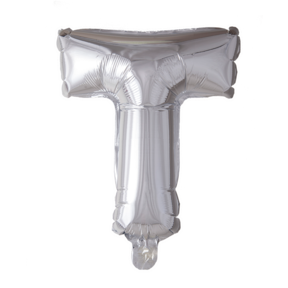 Letterballon T Zilver 41 cm