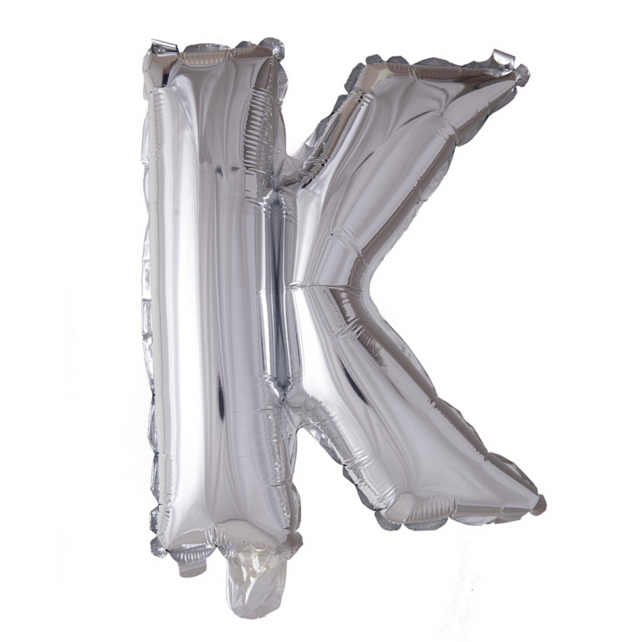 Letterballon K Zilver 41cm