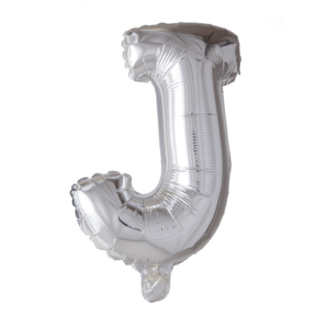 Letterballon J Zilver 41cm