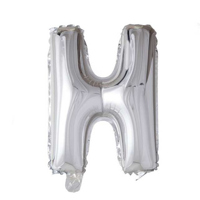 Letterballon H Zilver 41cm Letterballon H Zilver 41cm