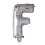 Letterballon F Zilver 41 cm