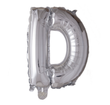 Letterballon D Zilver 41 cm