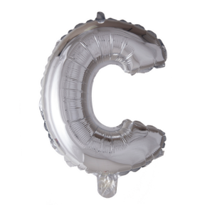 Letterballon C Zilver 41 cm
