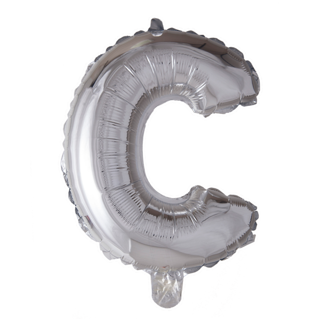 Letterballon C Zilver 41 cm