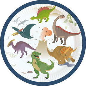 8 papieren bordjes Happy Dinosaur 18cm