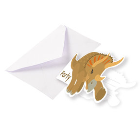 8 uitnodigingen met envelop Happy Dinosaur