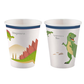 8 papieren bekers Happy Dinosaur