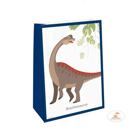 4 papieren uitdeelzakjes met stickers Happy Dinosaur