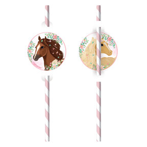 Beautiful Horses papieren rietjes 8 stuks