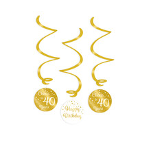 Swirl verjaardag decoratie 40 jaar goud