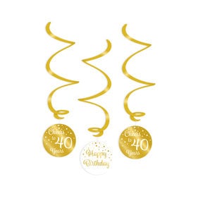 Swirl verjaardag decoratie 40 jaar goud