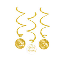 Swirl verjaardag decoratie 25 jaar goud