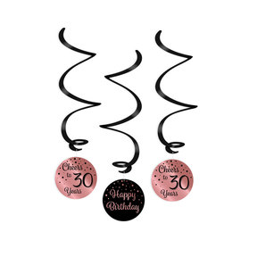 Swirl verjaardag decoratie 30 jaar rose goud