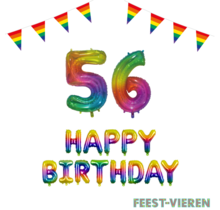 56 jaar Verjaardag Versiering Pakket Regenboog