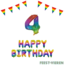 Feest-vieren 4 jaar Verjaardag Versiering Pakket Regenboog