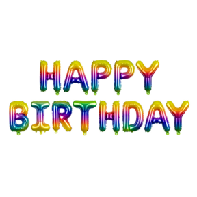 Folieballon Happy Birthday regenboog, leeg