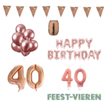 40 jaar Verjaardag Versiering Pakket Rosé Goud