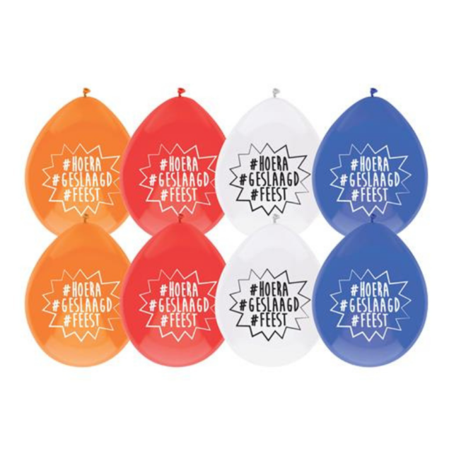 Hoera Geslaagd Ballonnen 8 stuks 30cm