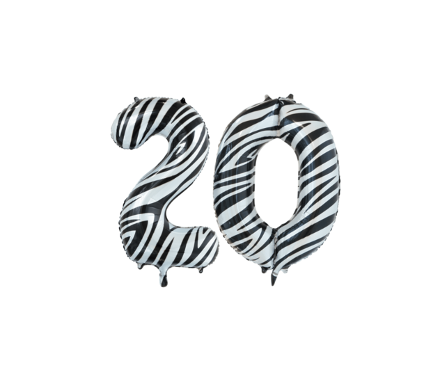 Folieballon 20 jaar zilver 86cm